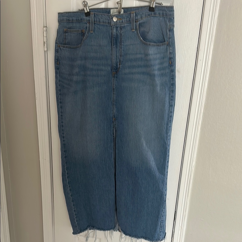 Blue Denim Midi Skirt